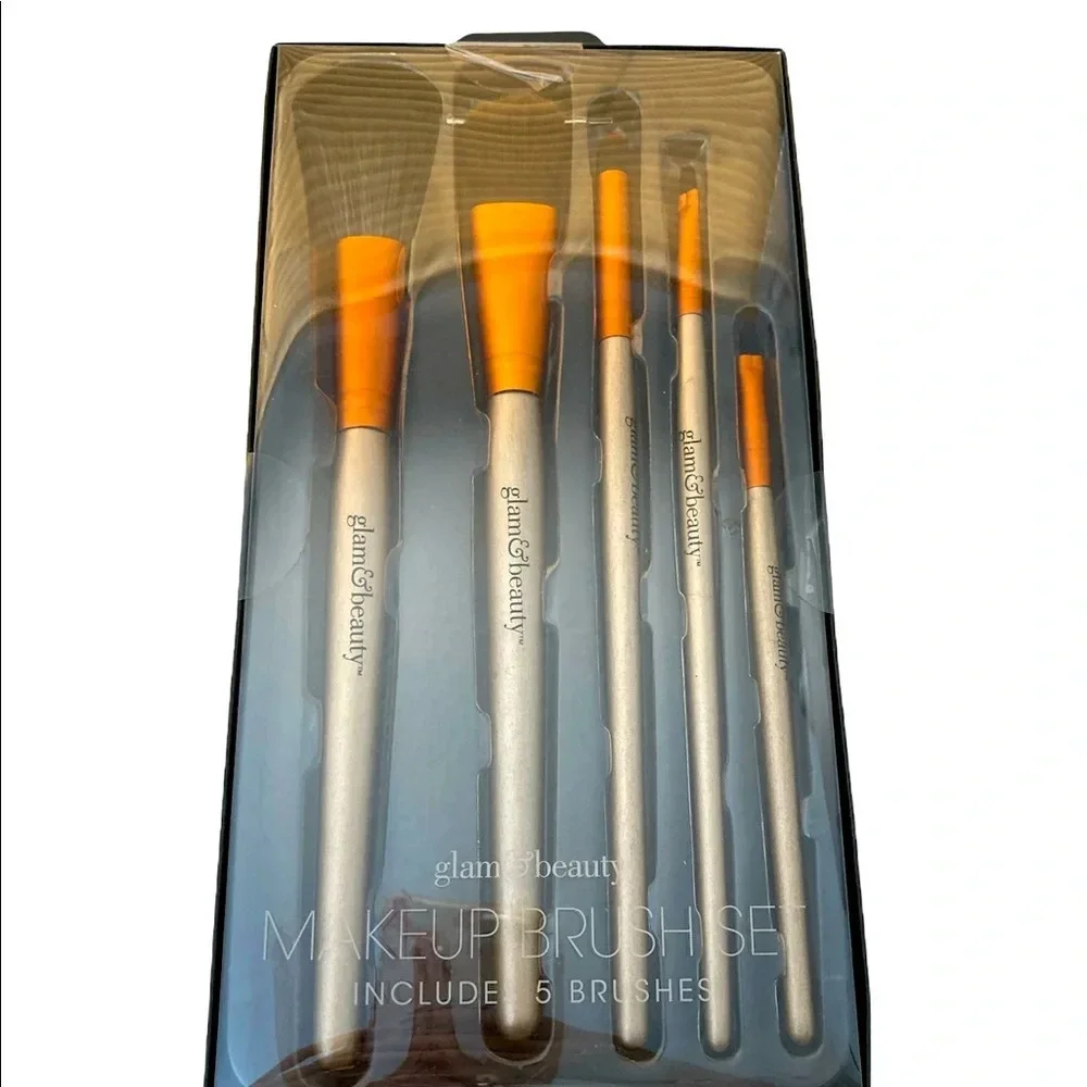 GLAM & BEAUTY Eye Face Make Up Brushes Set Of 5 Soft Bristles Brand New